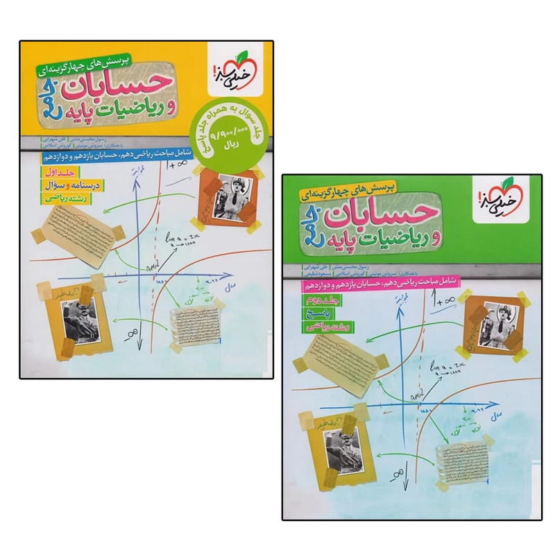 کتاب پرسش‌های چهارگزینه‌ای حسابان و ریاضیات پایه جامع اثر جمعی از نویسندگان انتشارات خیلی سبز دو جلدی